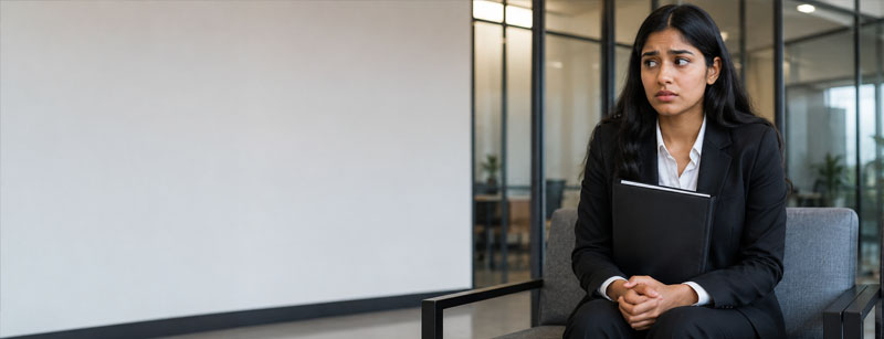 Woman nervous before an interview