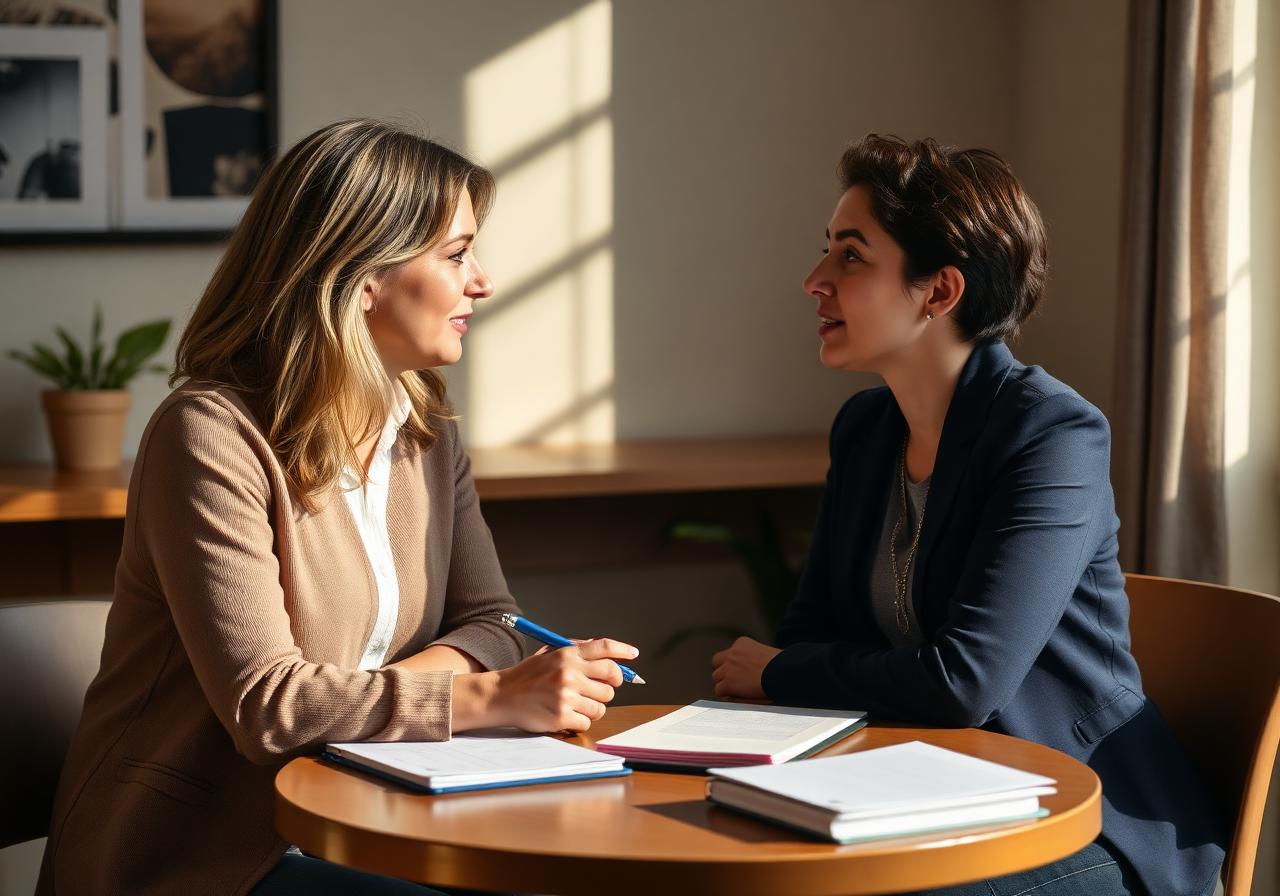 Coach mentoring a client one-on-one