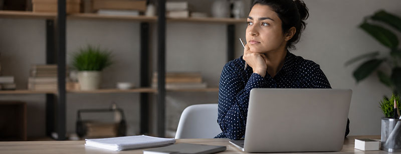 Woman reviewing her resume
